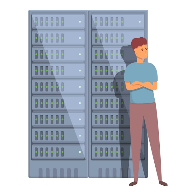 system server icon cartoon vector computer administrator engineer network