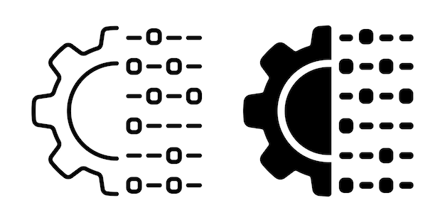 System settings with code icon Silhouette and line style