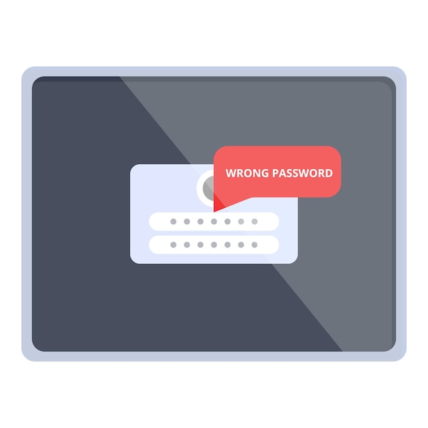 system wrong password icon cartoon vector error hardware