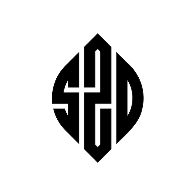 SZD circle letter logo design with circle and ellipse shape SZD ellipse letters with typographic style The three initials form a circle logo SZD Circle Emblem Abstract Monogram Letter Mark Vector