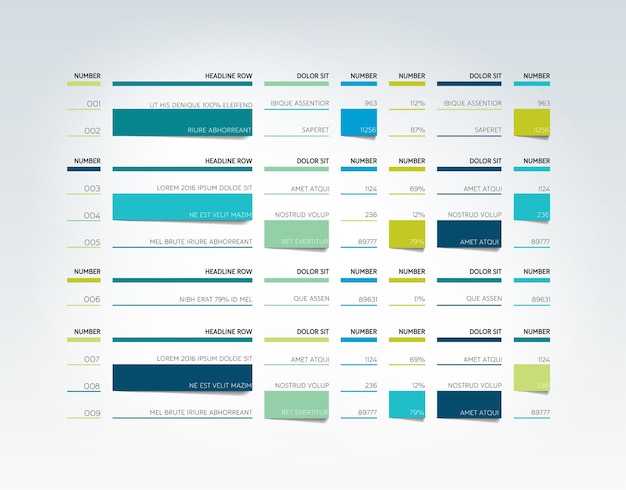 Tabel over tidsplan fane planner infografik designskabelon Vektor
