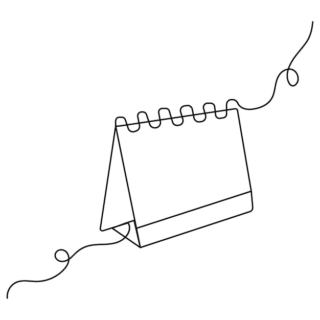 Table calendar icon continuous one line drawing outline vector illustration