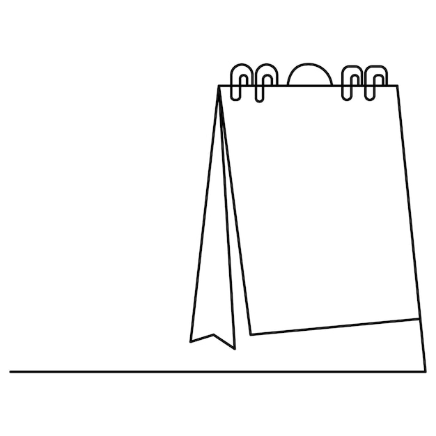 Table calendar single line art continuous one line drawing of Isolated outline vector art