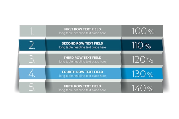 Table schedule design template with 5 row Vector banner