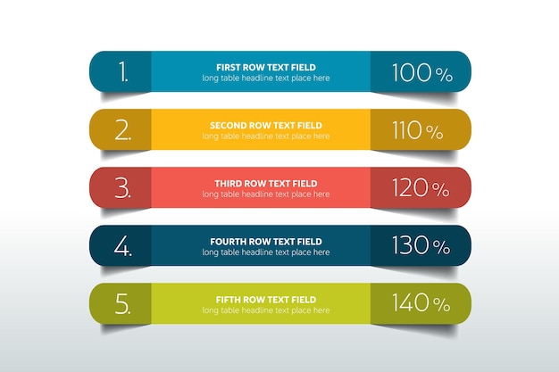 Table schedule design template with 5 row Vector banner