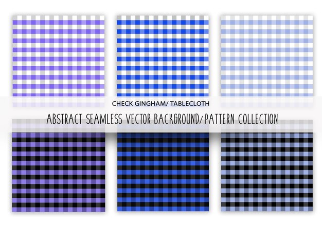Tablecloth seamless patterns. check gingham textures. set of Vichy backgrounds. plaid picnic prints.