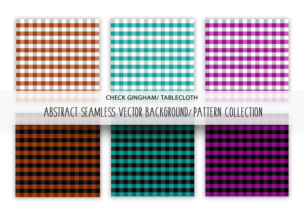 Tablecloth seamless patterns. check gingham textures. set of Vichy backgrounds. plaid picnic prints.