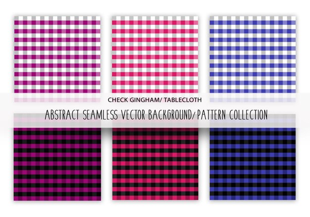 tablecloth seamless patterns. check gingham textures. set of vichy backgrounds. plaid picnic prints.