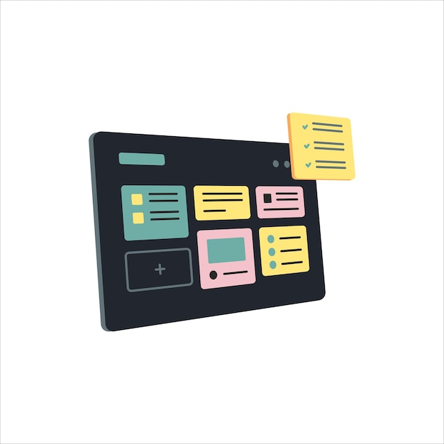 tablet computer with buttons flat design vector illustration on white background
