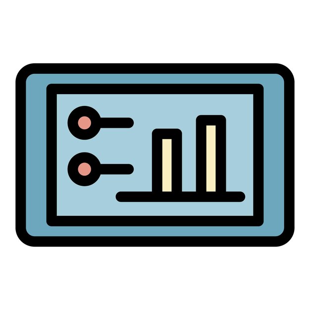 tablet graph chart icon outline tablet graph chart vector icon color flat isolated