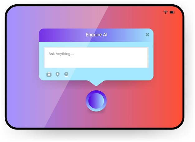 Tablet Mockup with AI Assistant Chat Pop Up Interface