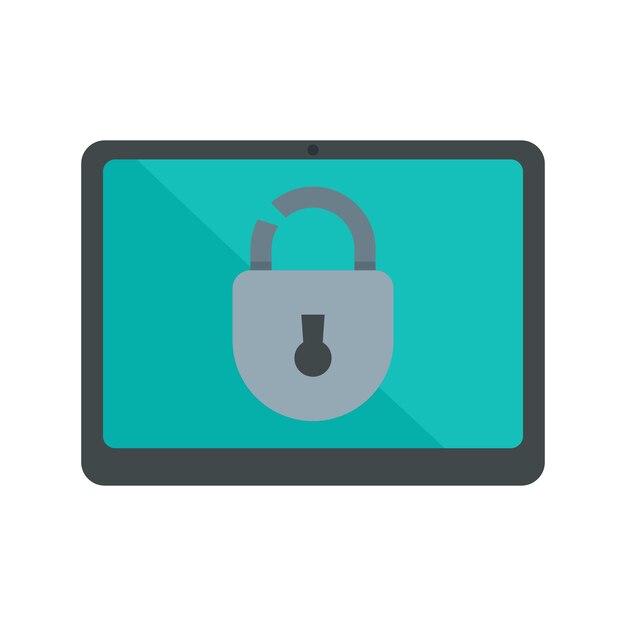 Tablet unlock fraud icon Flat illustration of tablet unlock fraud vector icon for web design
