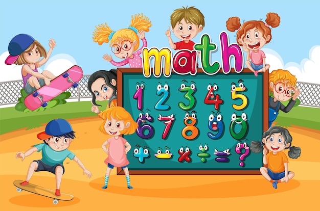 Tællenummer 0 til 9 og matematiske symboler