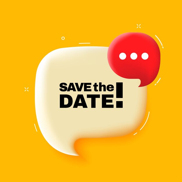 Talboble med Save the date tekst 3d illustration Pop art stil Vektor linjeikon til forretning og reklame