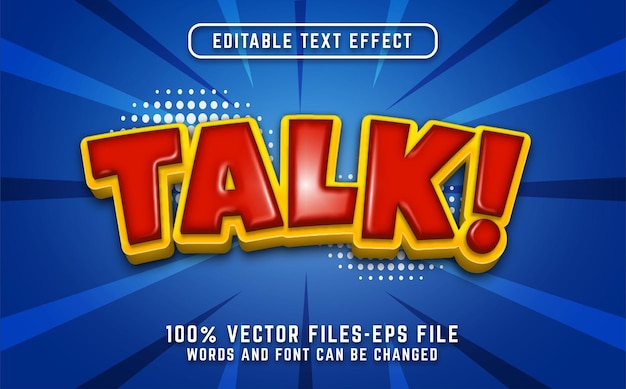 talk text effect cartoon style. smart object premium psd