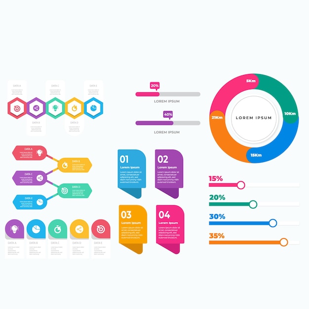 Tam infografik koleksiyonu paketi