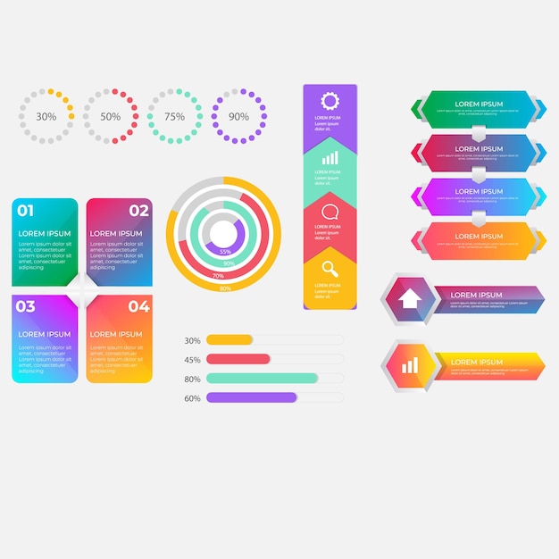 Tam infografik koleksiyonu paketi
