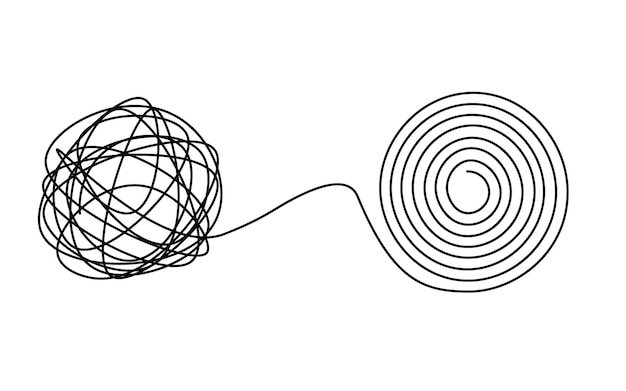 tangled disorder turns into spiral order line