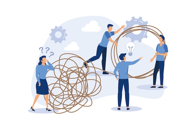 tangled tangle brainstorming beginning and end to thought flat modern design illustration