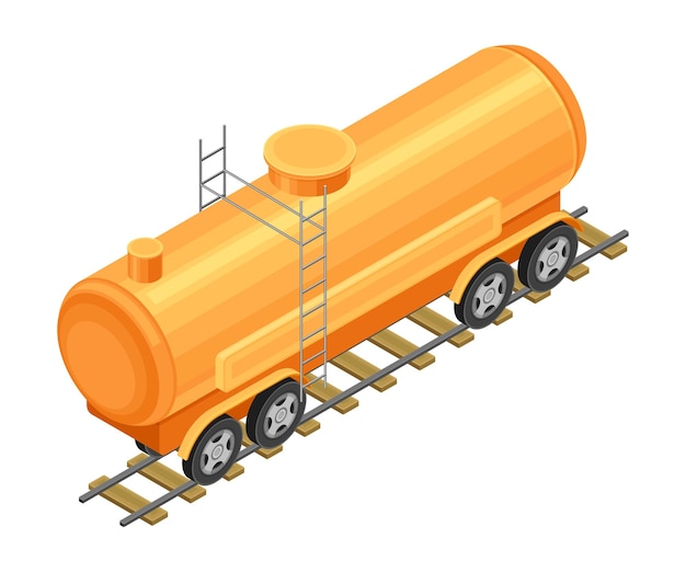 Tank with oil or petroleum for transporting chemical liquid resource isometric vector illustration