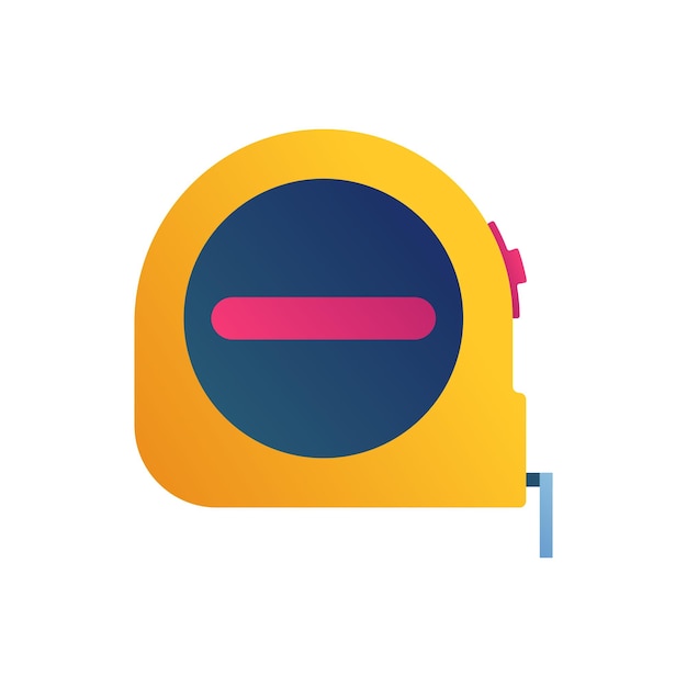 Tape measure icon in cartoon style Carpentry hand tool element isolated on white background Orange meter pictogram for DIY store website Construction measuring instrument vector illustration