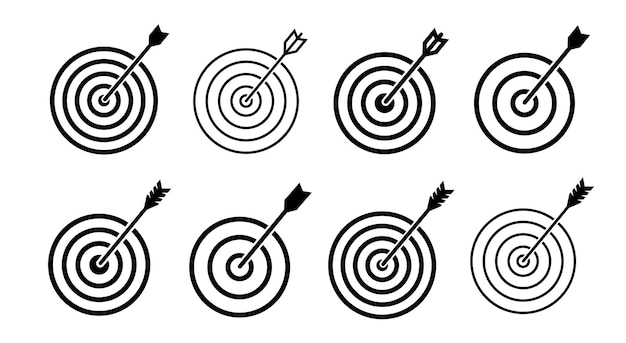 target icon target with arrow icon set arrow hits the target archery target with arrow vector illustration