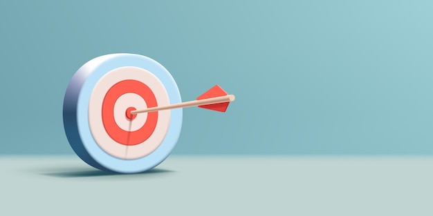 targeting 3d render board circles with arrow in 10 or bullseye darts target icon marketing audience or bisiness metaphore
