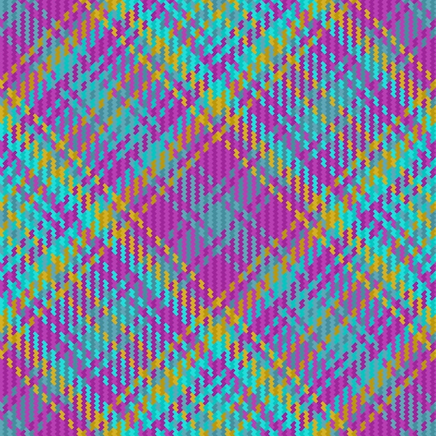 Tartan textile background of fabric texture pattern with a plaid check seamless vector in cyan and violet colors