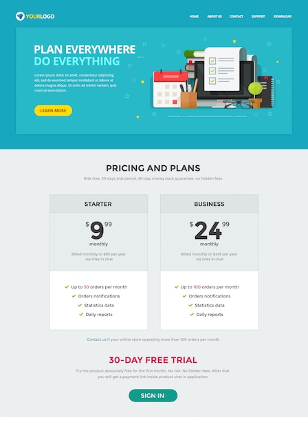 task or to do list web site template   page