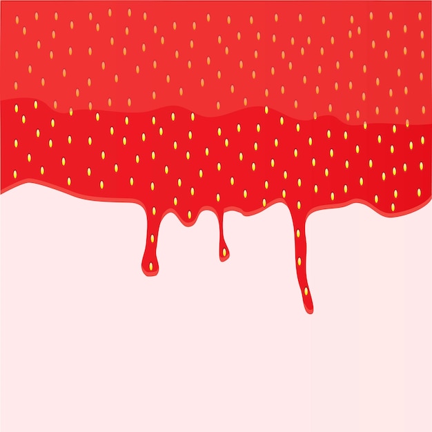 tasty red strawberry from drip of syrup