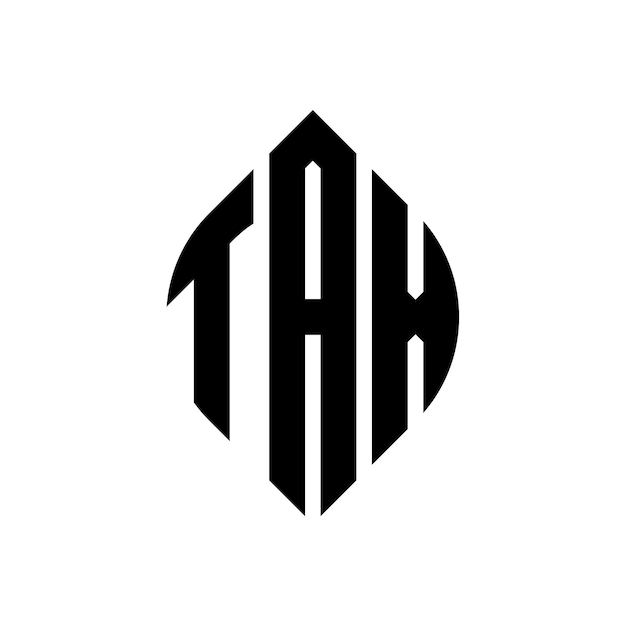 TAX circle letter logo design with circle and ellipse shape TAX ellipse letters with typographic style The three initials form a circle logo TAX Circle Emblem Abstract Monogram Letter Mark Vector