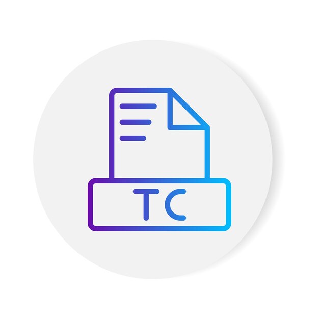 tc document format file icon with gradient outlines vector illustration
