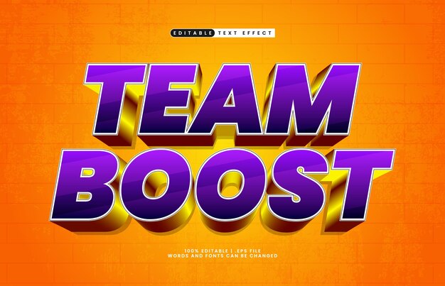 team boost editable text effect with a team and sport text effect