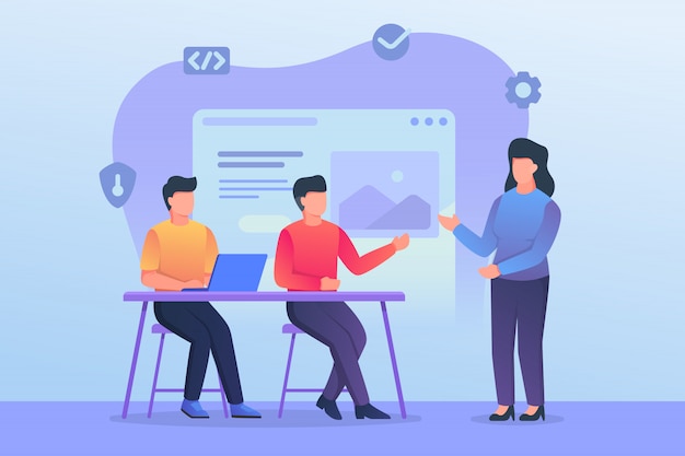 team developer or programmer discussion and learning together on office