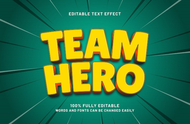 team hero editable text effect in kids and play text style