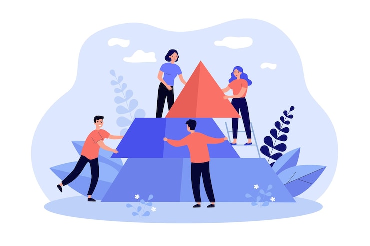 Vektor team of people connecting puzzle elements together