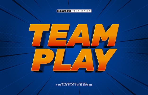 team play game editable text effect with a kids and happy text style