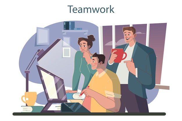 Teamwork Office characters collaborating for additional business