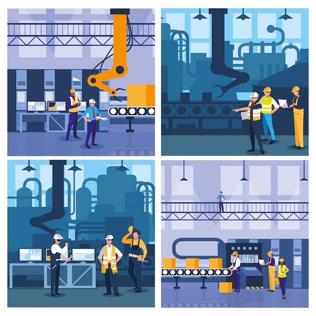 Teamwork personer i fabriksscenen