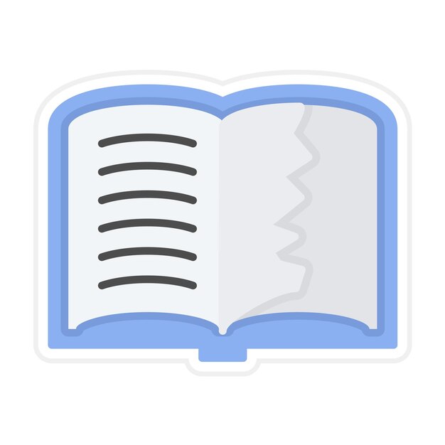 Teared Book icon vector image Can be used for Library