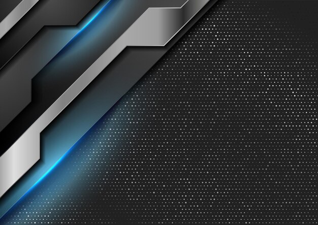 Tech metallic graphic design with blue neon glowing lights