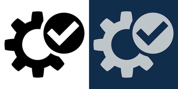 Technical accept icon right setting gear with check icon gear icon and tick mark verification and