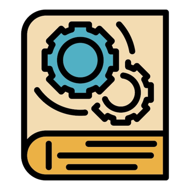 Technical book icon Outline technical book vector icon color flat isolated