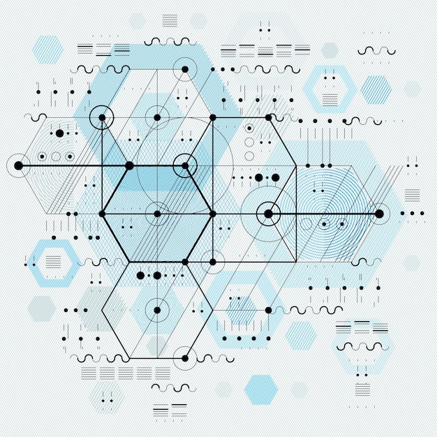 Technical drawing with dashed lines and geometric shapes, vector futuristic technology wallpaper, engineering draft.