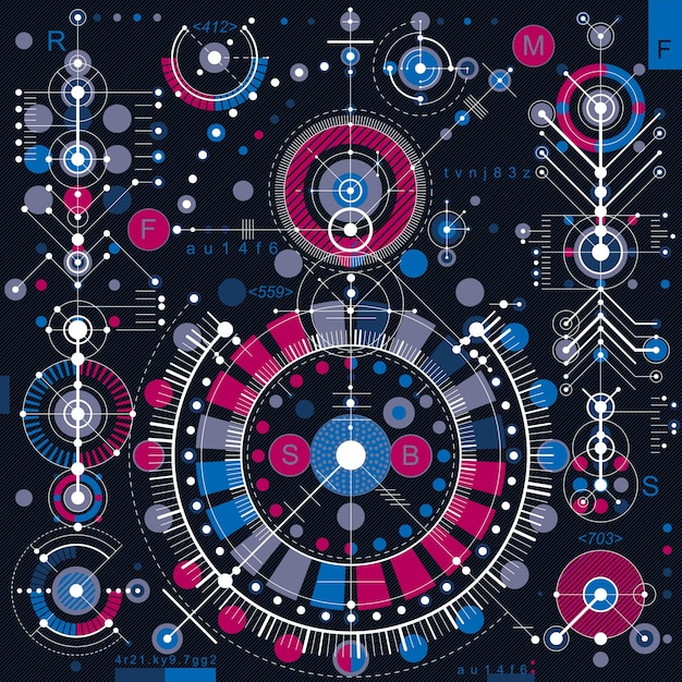 Technical drawing with dashed lines and geometric shapes, vector futuristic technology wallpaper, engineering draft.