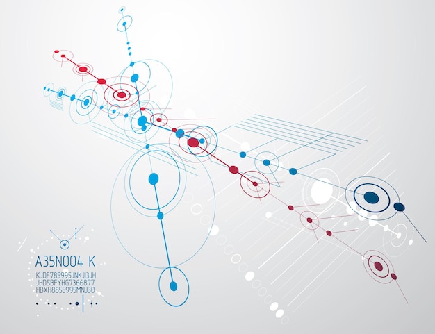 Technical plan, abstract engineering draft for use in graphic and web design. Vector drawing of industrial system created with lines and circles.
