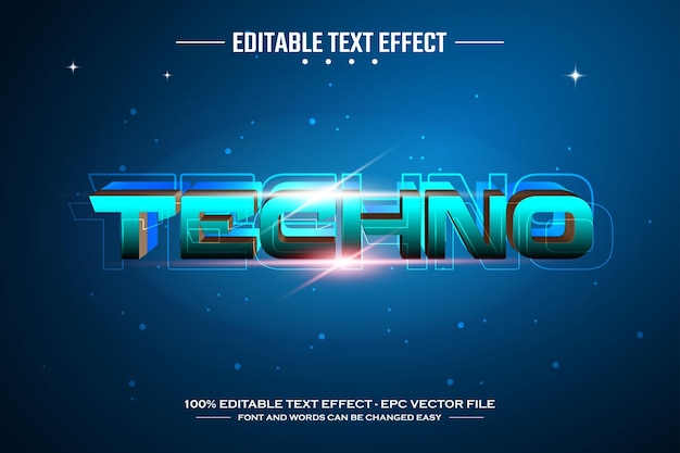 Techno 3D editable text effect template