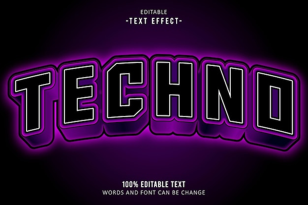 techno editable text effect 3d emboss modern style