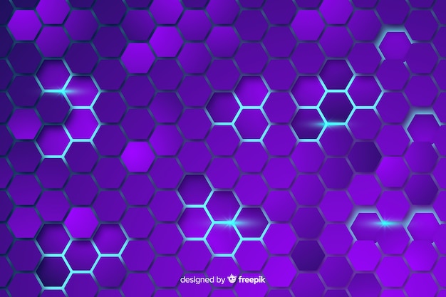 Technological honeycomb purple background