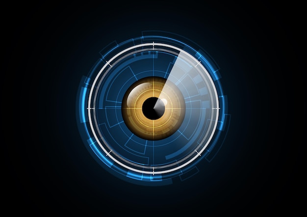 Technology abstract future eye radar security circle background vector illustration